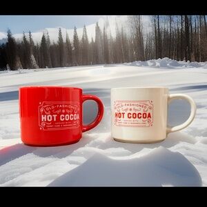Old-Fashioned Hot Cocoa Mug Set  - Red and White: Clean : Elum Home